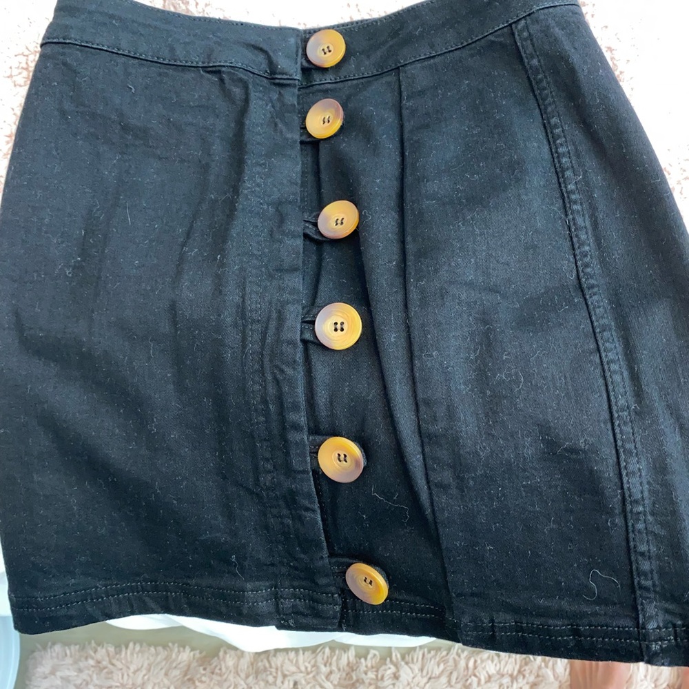 free people black high waisted skirt with button details